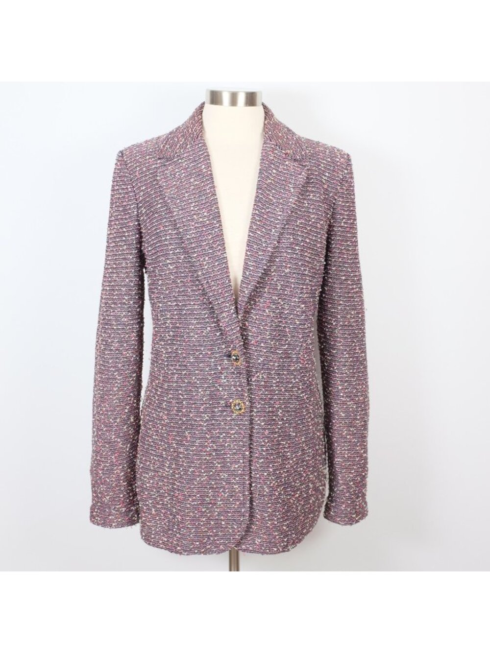 St John Collection long jacket sz 8 navy red weave Marie Gray